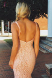 Straps Lace Prom Dress, Mermaid Sleeveless Long Party Dress with Sparkles KPP0811