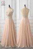 A Line Sleeveless Prom Dress with Rhinestone, Cheap Chiffon Long Prom Dress KPP0824