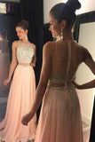 A Line Sleeveless Prom Dress with Rhinestone, Cheap Chiffon Long Prom Dress KPP0824