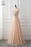 A Line Sleeveless Prom Dress with Rhinestone, Cheap Chiffon Long Prom Dress KPP0824