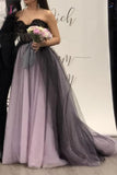 New Strapless Appliqued Prom Dress with Beads, A Line Tulle Sweetheart Beaded Tulle Dress KPP0830