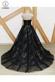 Black Lace Strapless Long Sweet 16 Prom Dress, Long Tulle Graduation Dress KPP0736